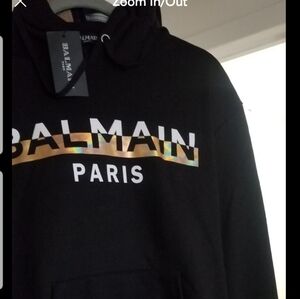 BALMAIN FOIL LOGO-PRINT HOODED JACKET
